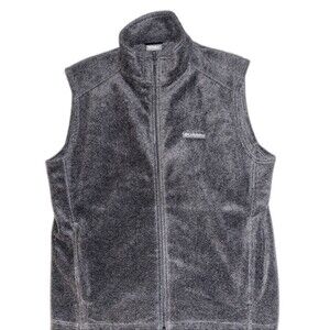 Columbia Vest Mens XL Gray Fleece Jacket Sweater Full Zip Pockets  Logo